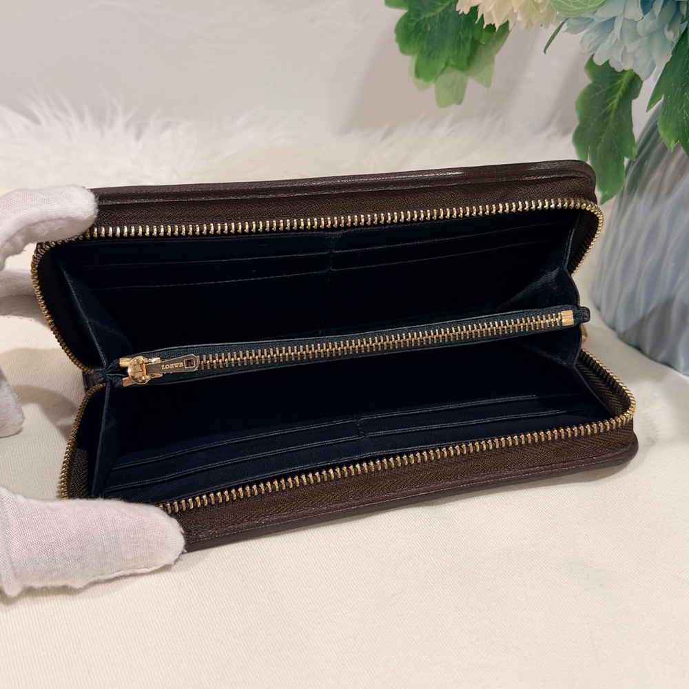 Leather Zip-Around Wallet in Dark Brown - Picture 3 of 15